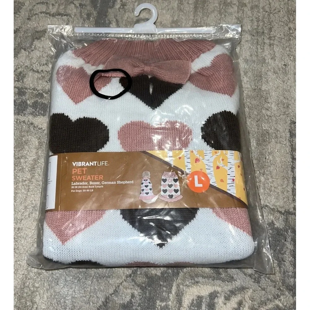 Pet pink multi Dog SZ large Sweater Clothes Winter lab boxer shepard New‎